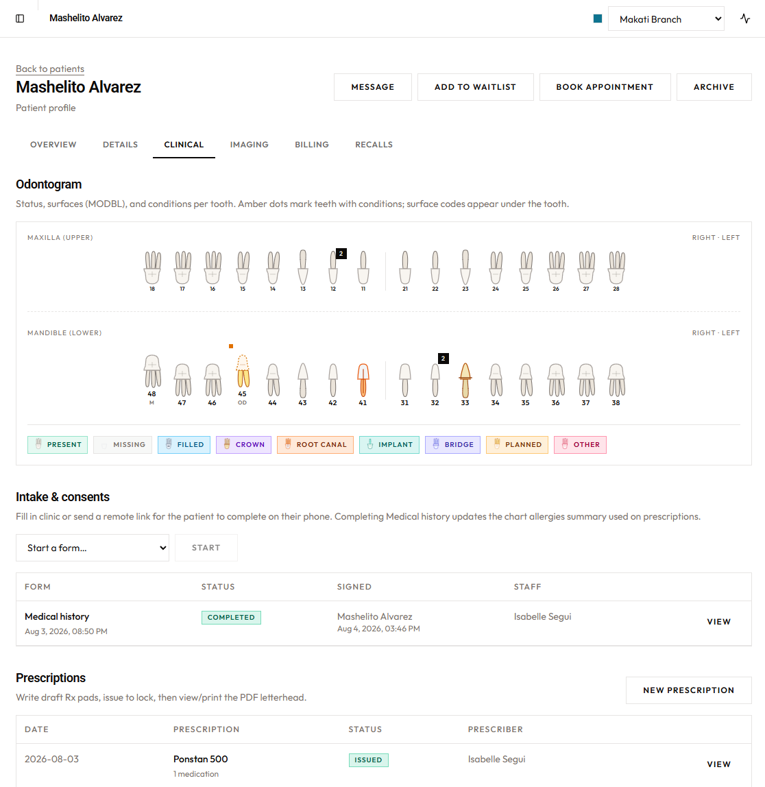 Clinical charting